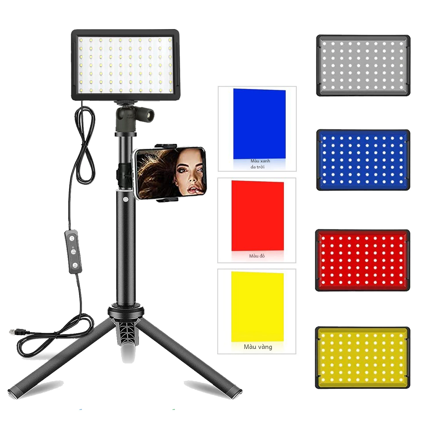 Đèn LED Chụp Ảnh Video Bảng Điều Khiển Chiếu Sáng Studio Ảnh Đèn Bộ Bắn Phát Trực Tiếp Youbube Kèm Chân Đế Tripod RGB Bộ Lọc