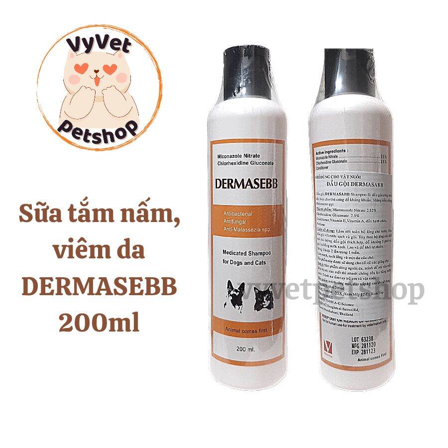 Sữa tắm nấm, viêm da dermasebb cho thú cưng 200ml