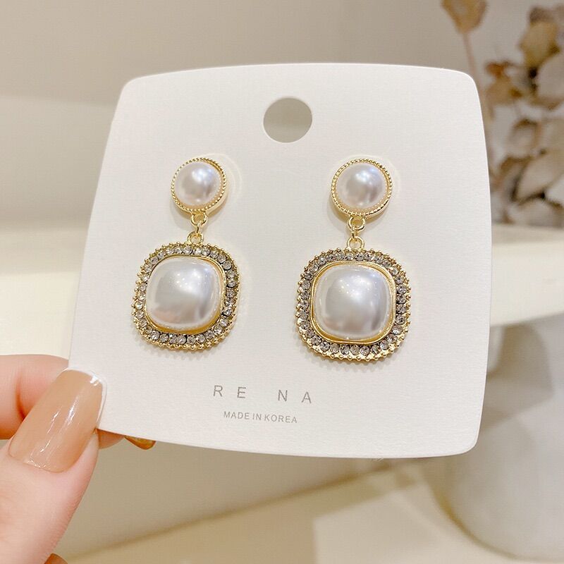Khuyên tai nữ bông tai mạ bạc 925 đính đá cao cấp phong cách Hàn Quốc