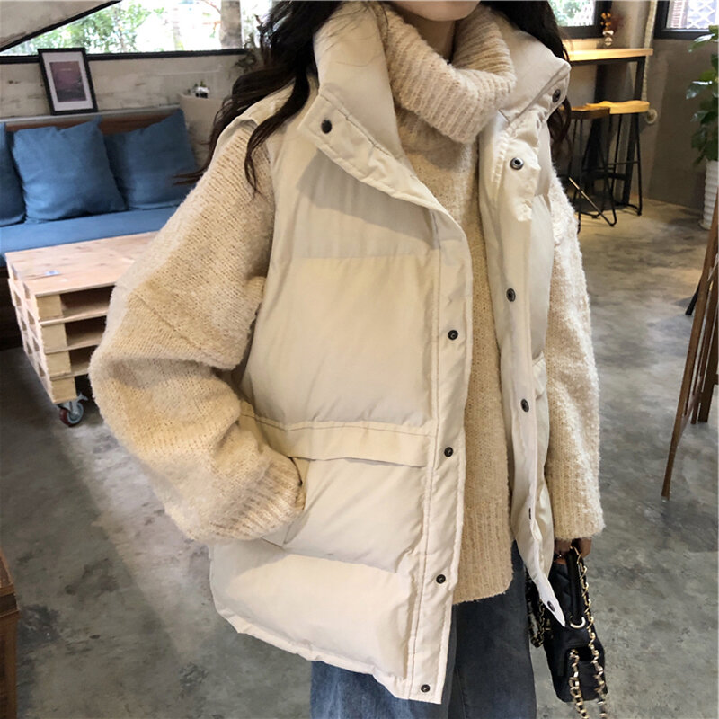 Áo Lông Vũ Phong Cách Hàn Quốc Mẫu Mới Thu Đông Năm 2023 Gilê Áo Ba Lỗ Cotton Không Tay Dễ Phối Gilê Mẫu Ngắn Mặc Ngoài Áo Khoác Nữ
