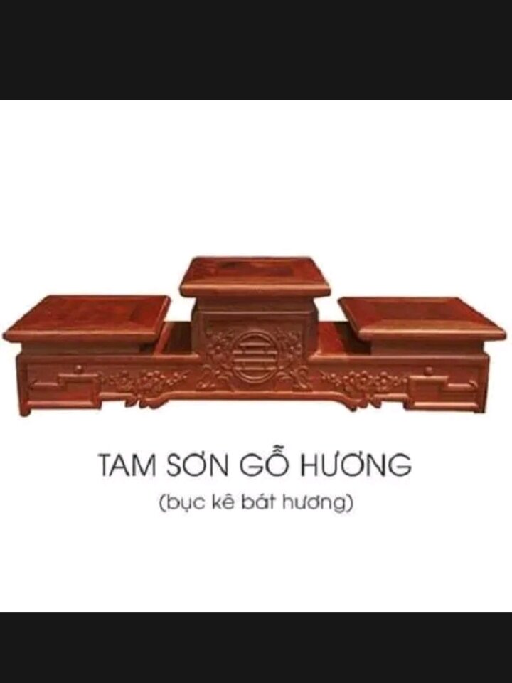 Tam sơn để bát hương bằng gỗ hương cao cấp