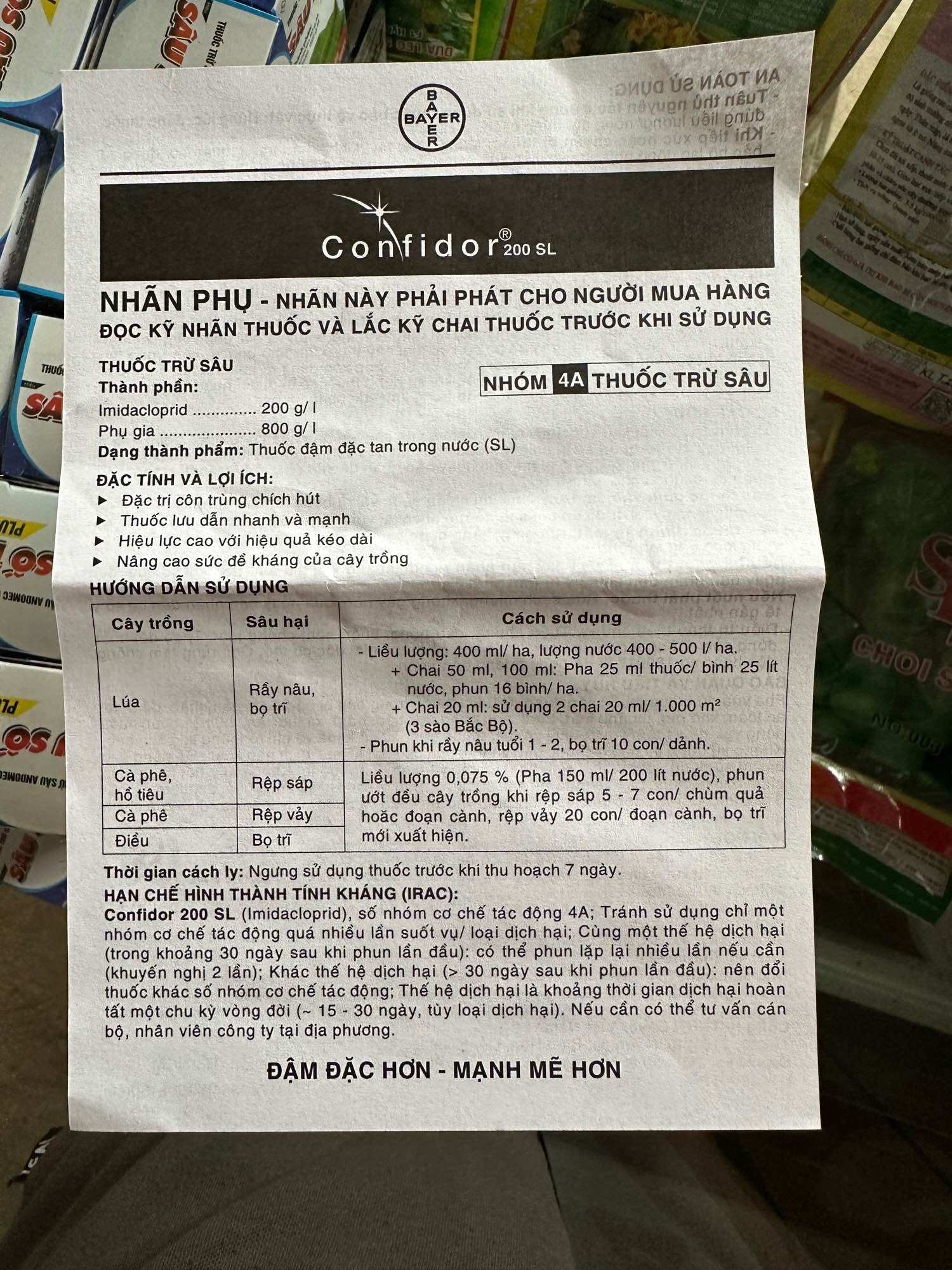 Thuốc trừ bọ trĩ, rầy rệp Confidor Bayer Đức