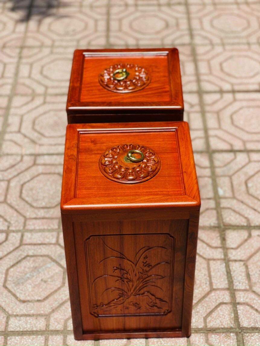 Thùng Đựng Rác Gỗ Hương Cao Cấp