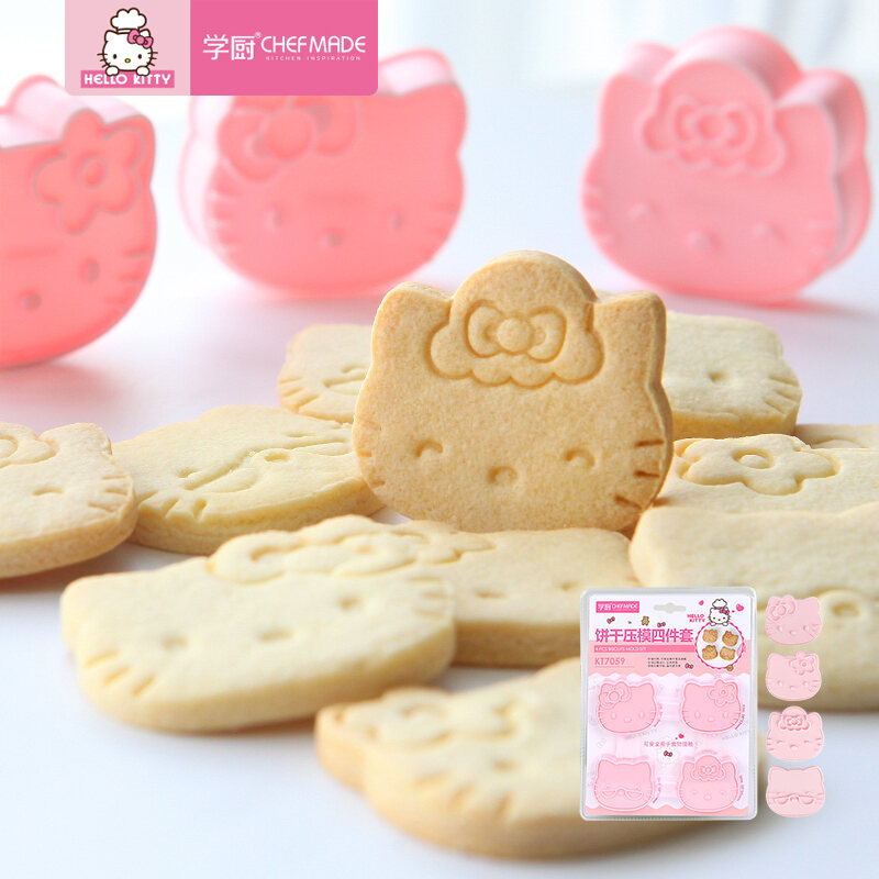 Chef Made Bánh Quy Hello Kitty Bộ Tạo Khuôn Hình Ép Khuôn 3D Lập Thể Hoạt Hình Anime Đáng Yêu Bánh Cookies Đồ Gia Dụng Thủ Công Dạng Ấn