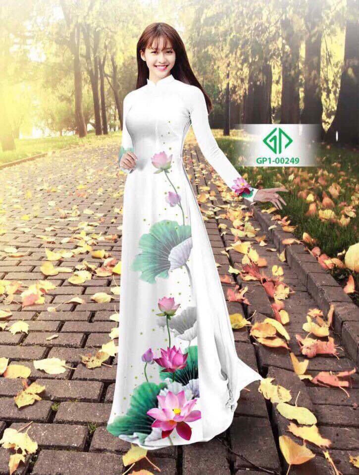 Vải áo dài hoa sen