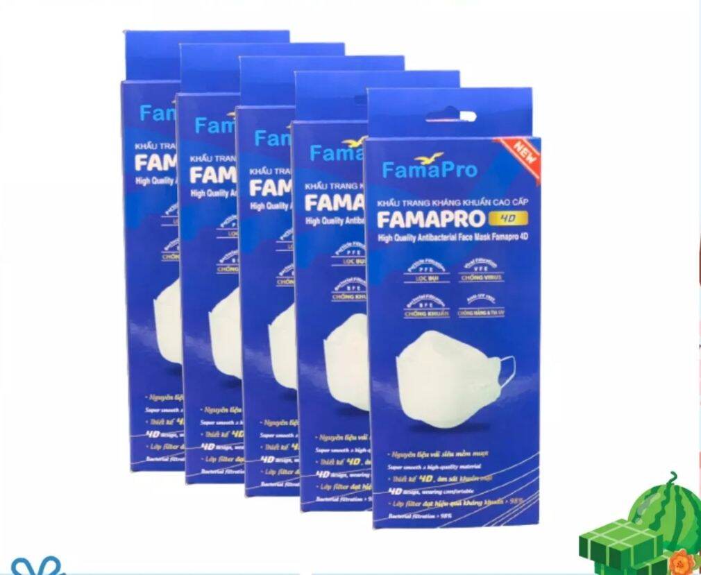 Combo 5 hộp khẩu trang famapro 4d hộp 10 cái