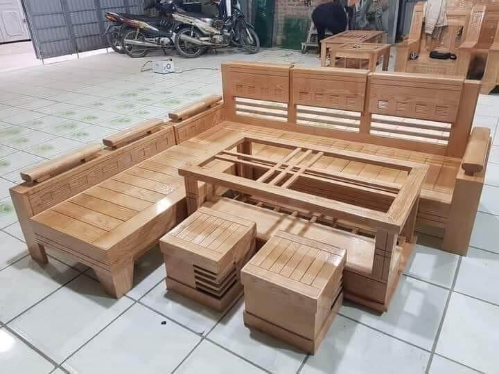 Bộ ghế phòng khách làm bằng gỗ tự nhiên 100%