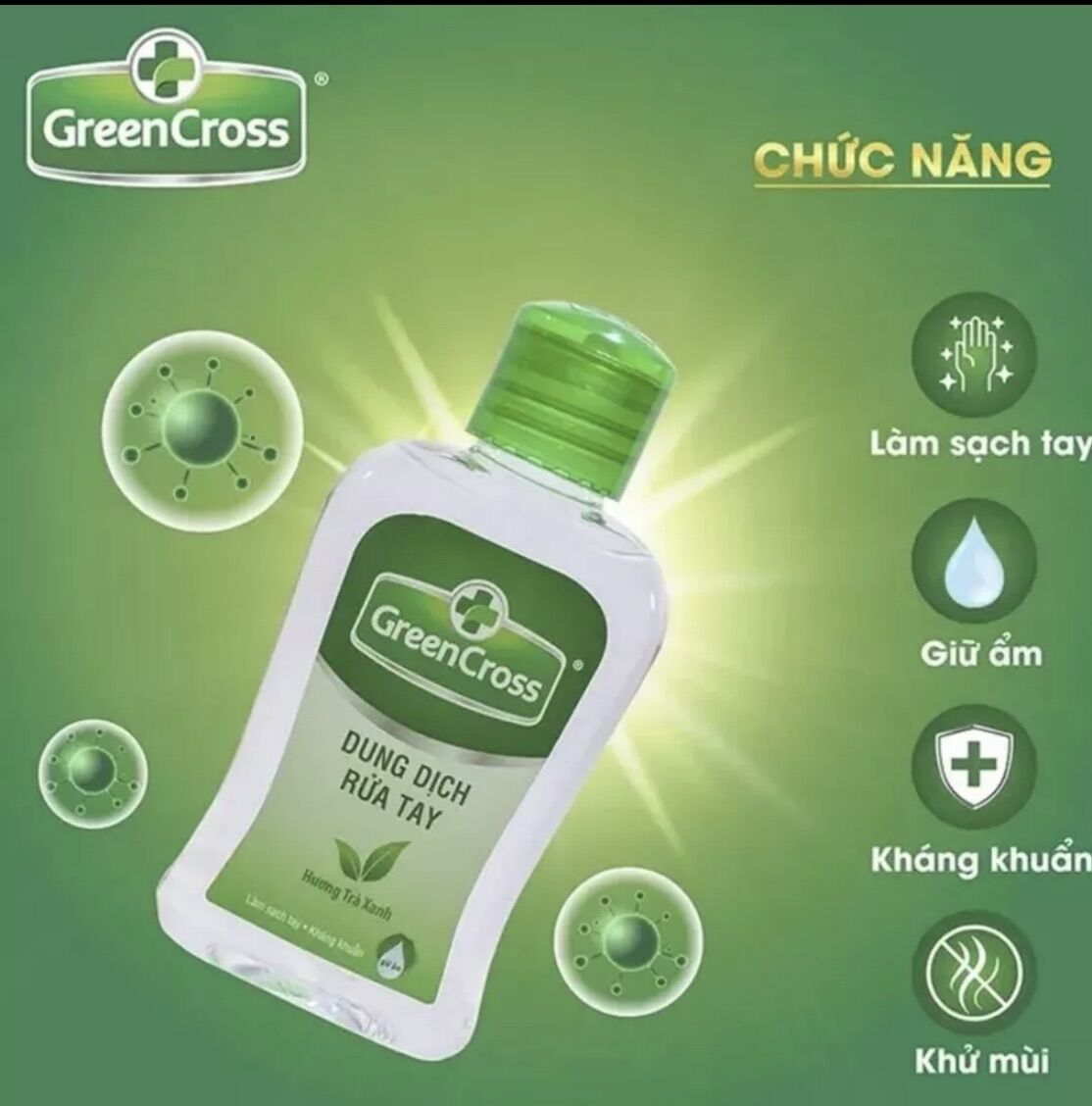 Dung dịch rửa tay Green Cross chai 100ml tiện lợi