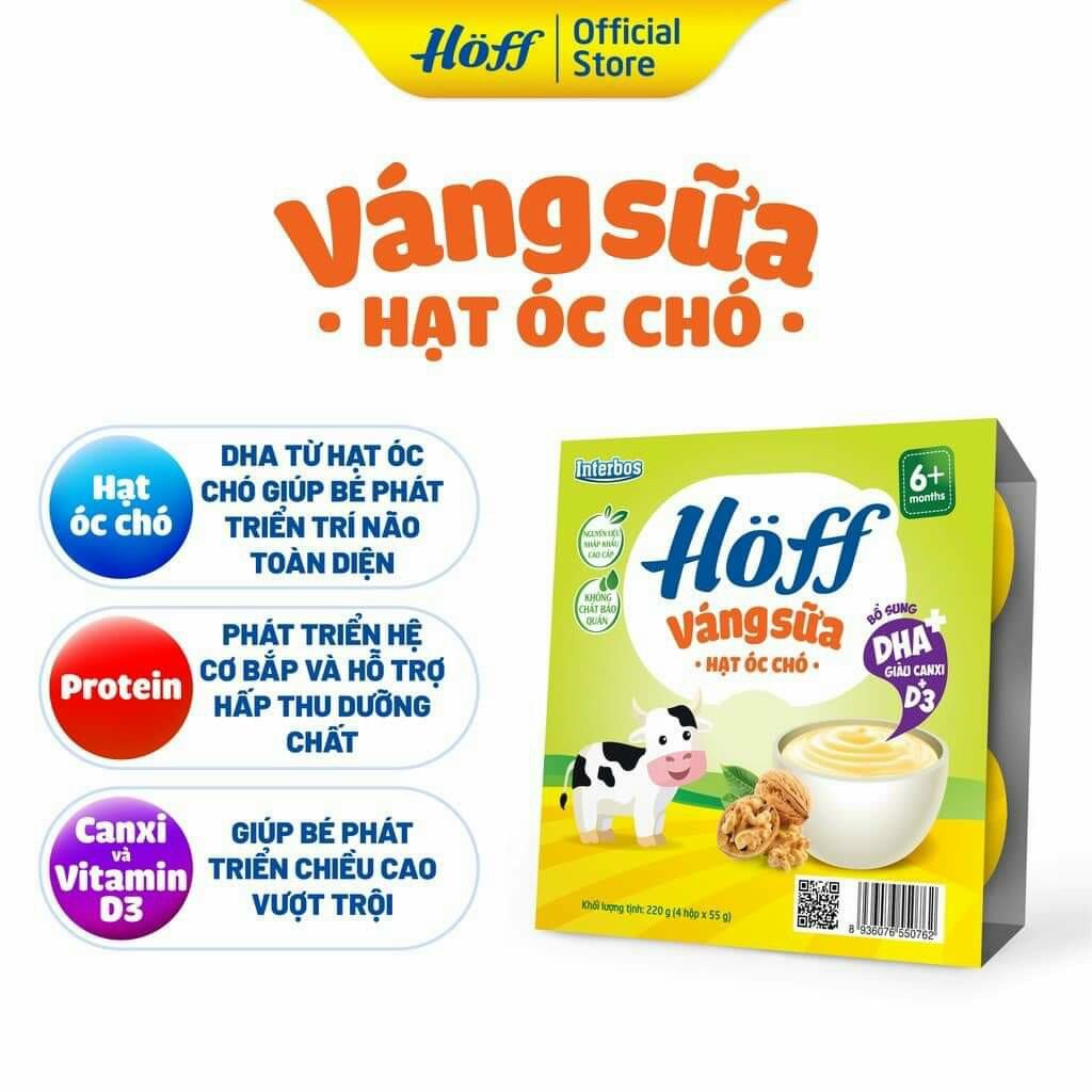 Váng sữa và sữa chua ăn Hoff (lốc 4 hộp x 55g) (date mới)