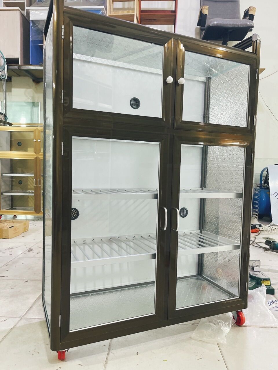 Tủ chén nhôm kính giá rẻ