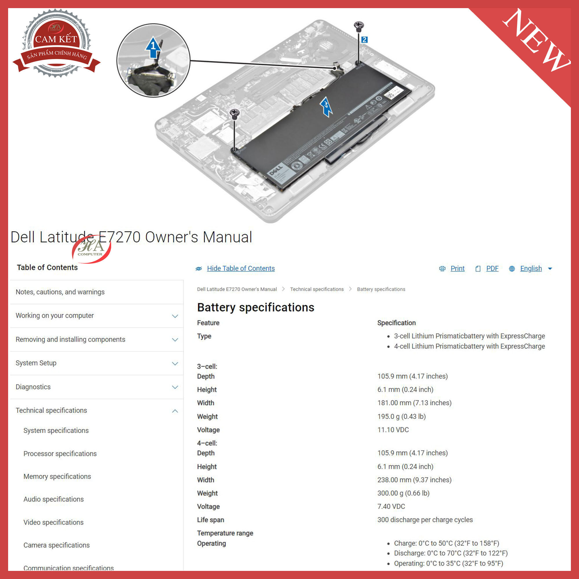 Pin dell Latitude 7270