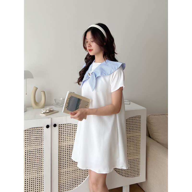 Váy-Đầm suông cổ thắt nơ thuỷ thủ