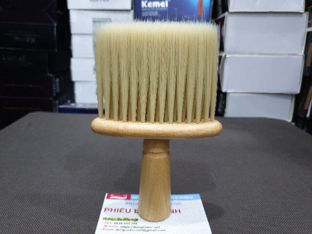 Chổi Phủi Tóc Barber Cán Gỗ Loại Tốt, Cây Phủi Tóc Lông Mềm Phủi Siêu Sạch Tóc. (Ảnh thật)