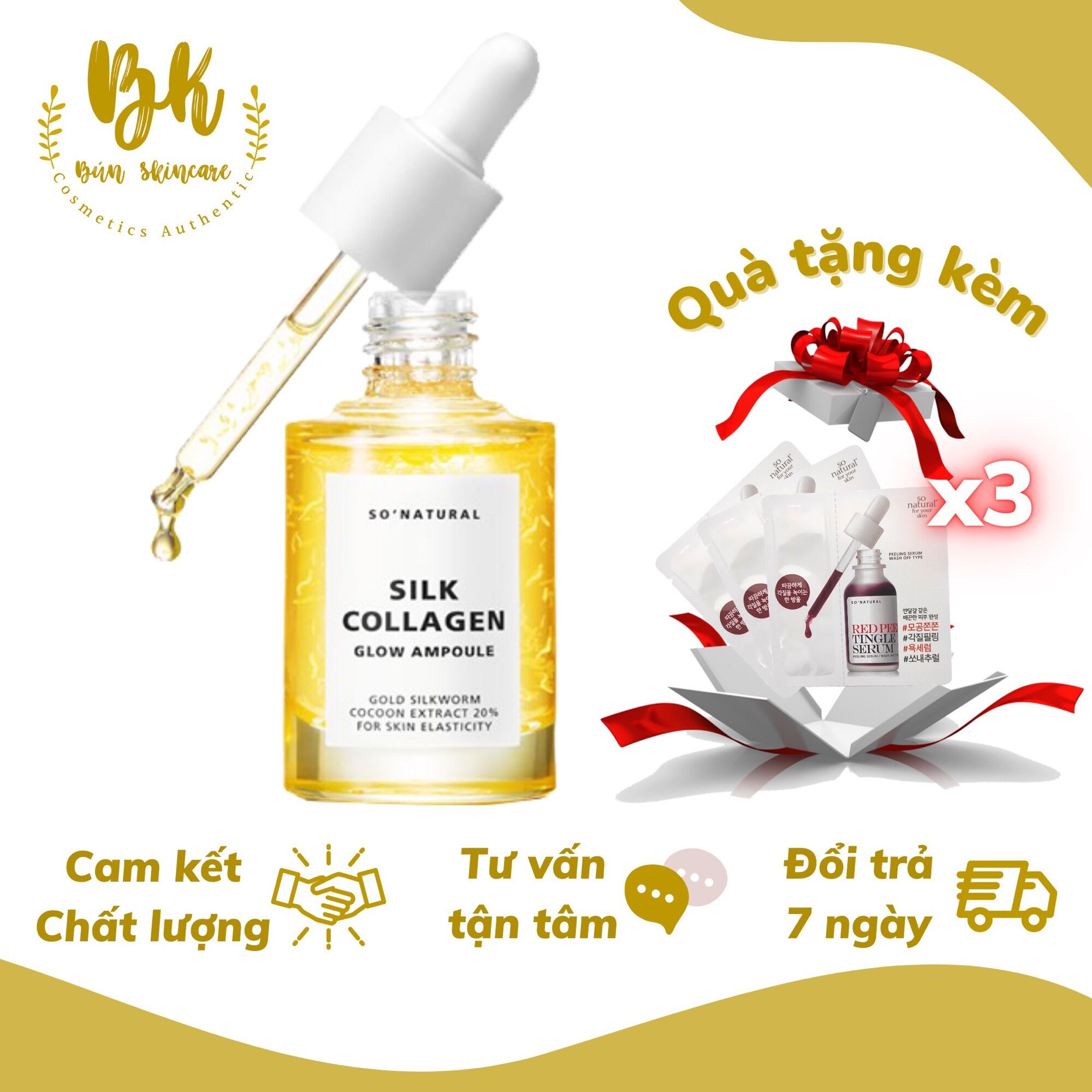 [Hcm]Serum Dưỡng Da Căng Bóng Và Chống Lão Hoá Silk Collagen Glow Ampoule So Natural Nhập Khẩu Hàn Quốc Chuẩn