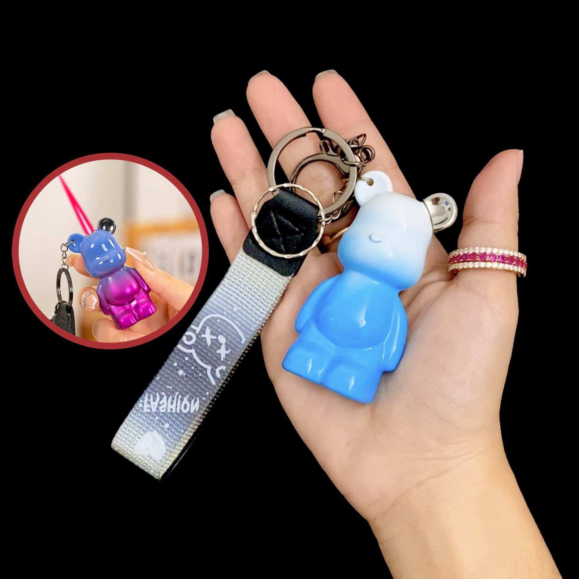 [HCM] Bật Lửa Móc Khoá Đa Năng Hình Gấu BearBrick Màu Cầu Vồng