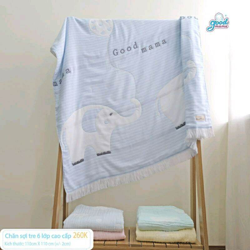 CHĂN CHO BÉ SỢI TRE 6 LỚP CAO CẤP GOODMAMA CHÍNH HÃNG