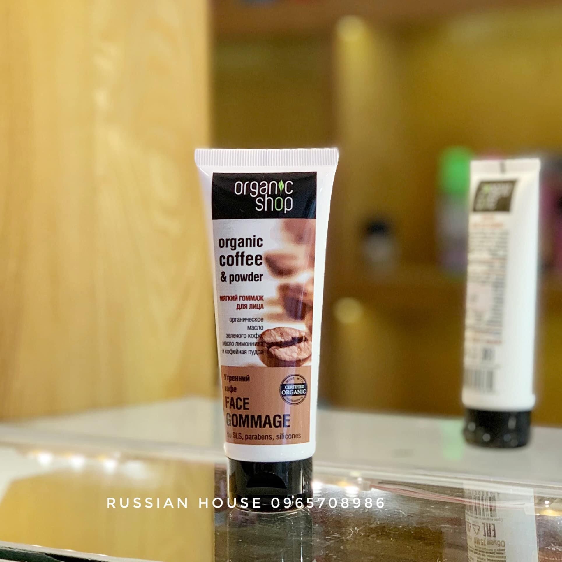 Tẩy da chết mặt cafe Organic Shop/75ml