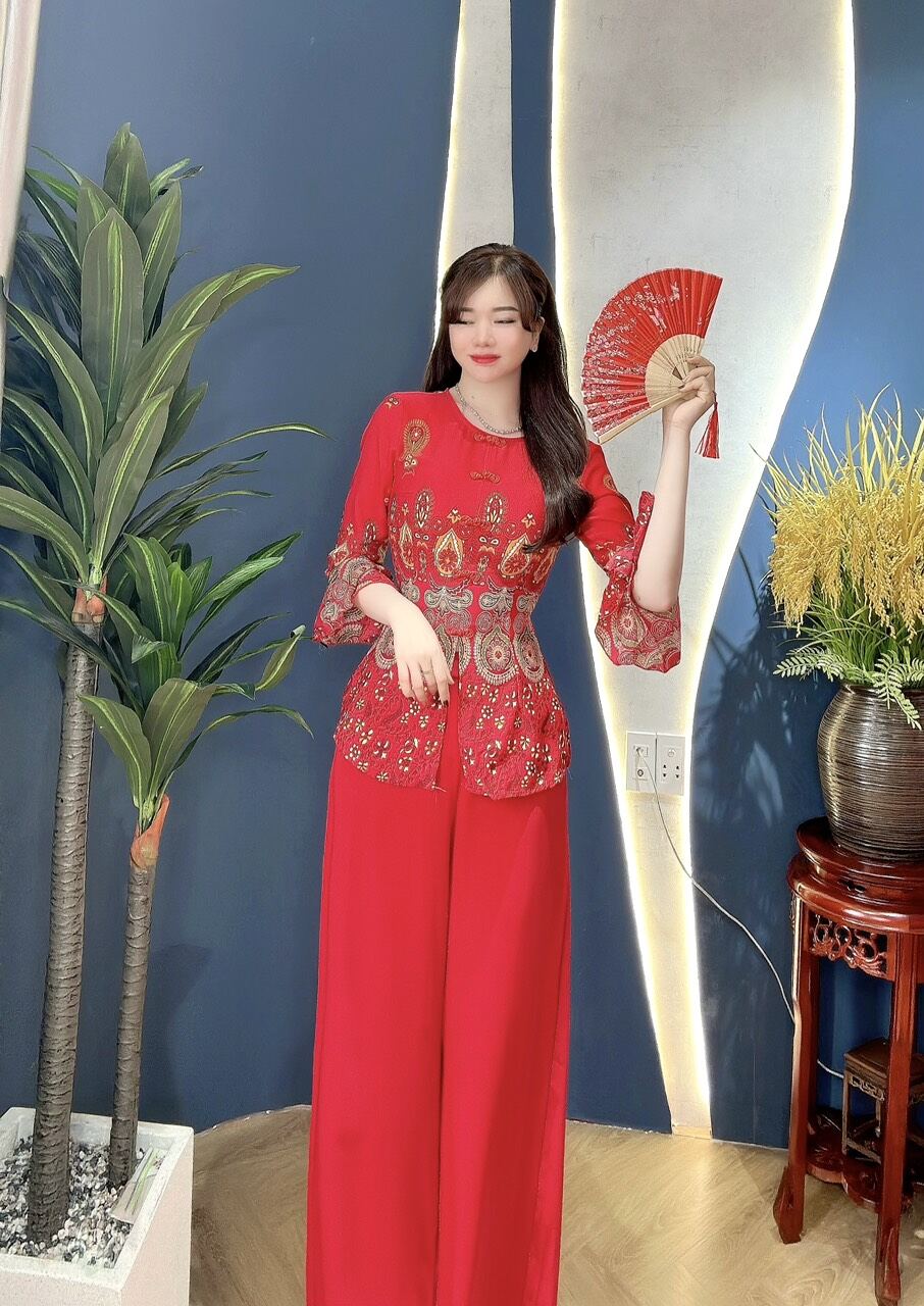 Bộ bà ba cổ tròn tay loe bảng màu đẹp