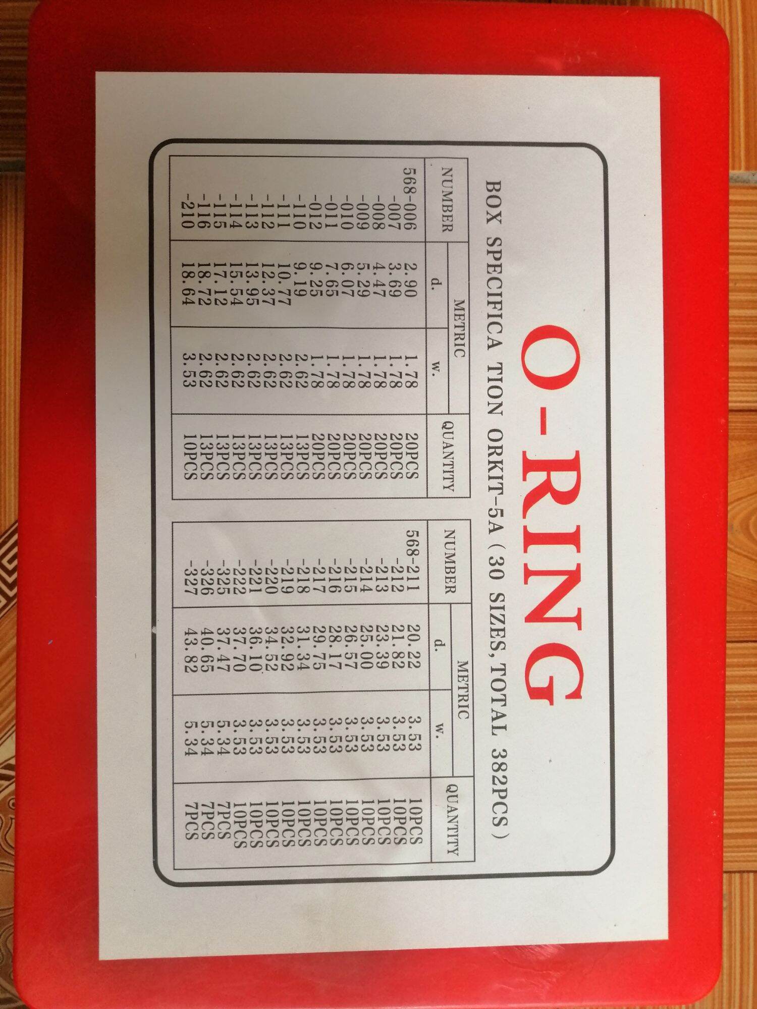 Hộp gioăng cao su thủy lực 382 chiếc 30 cỡ