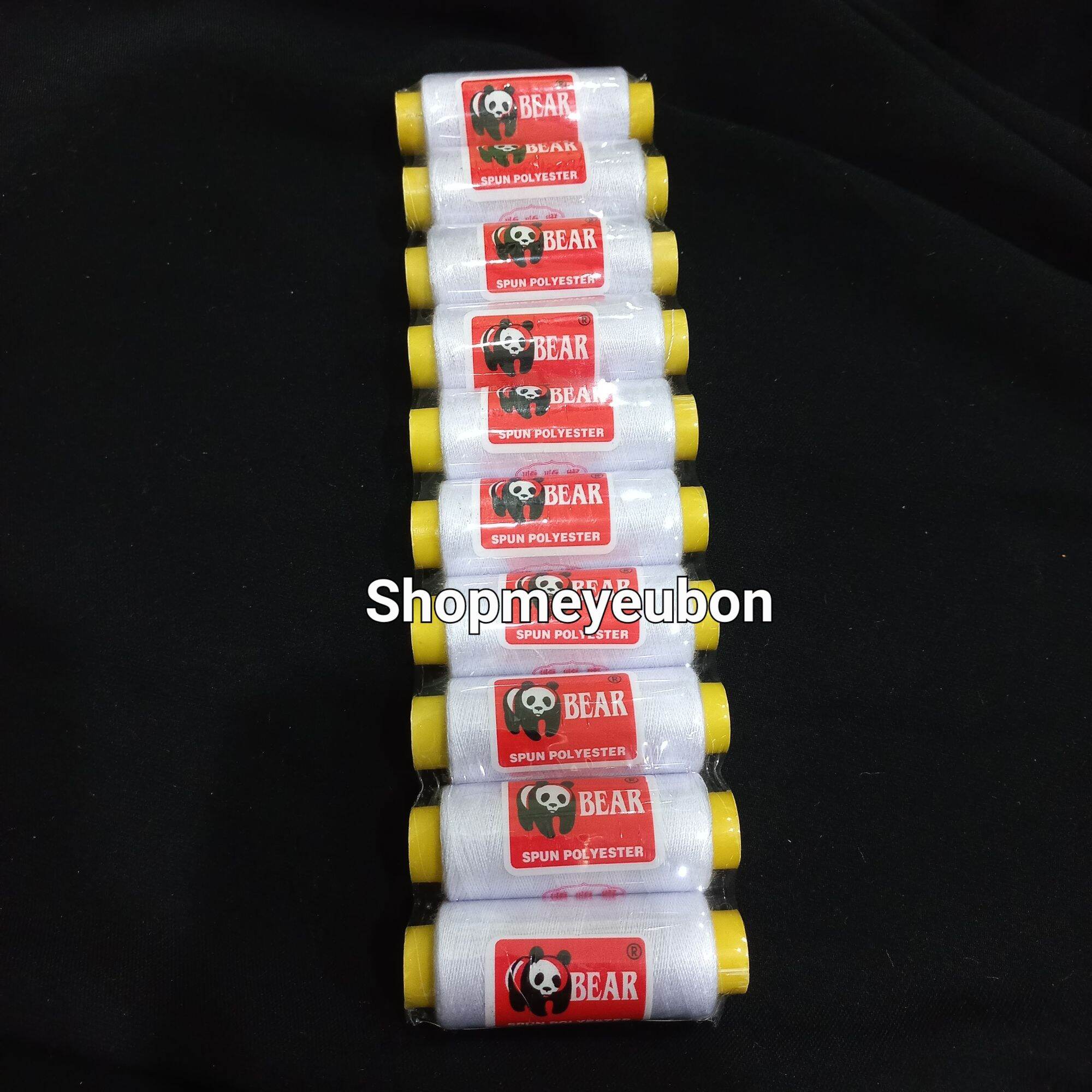 Vỉ 10 cuộn chỉ may đồ gấu (màu ngẫu nhiên/trắng/đen)