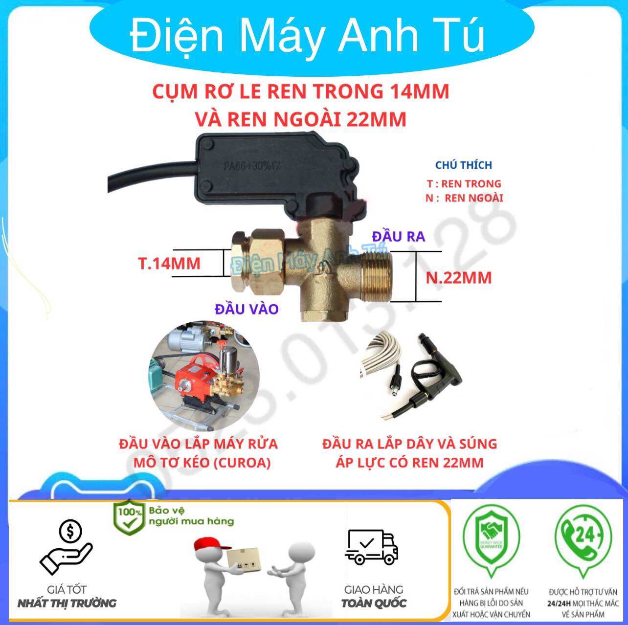 Rơ le tự ngắt máy rửa xe cao áp, máy rửa xe dây đai