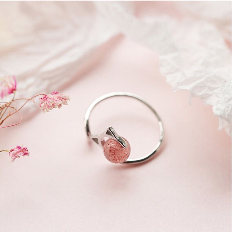 Nhẫn Bạc 925 Thiết Kế Pha Lê Mèo Hạt Thạch Anh