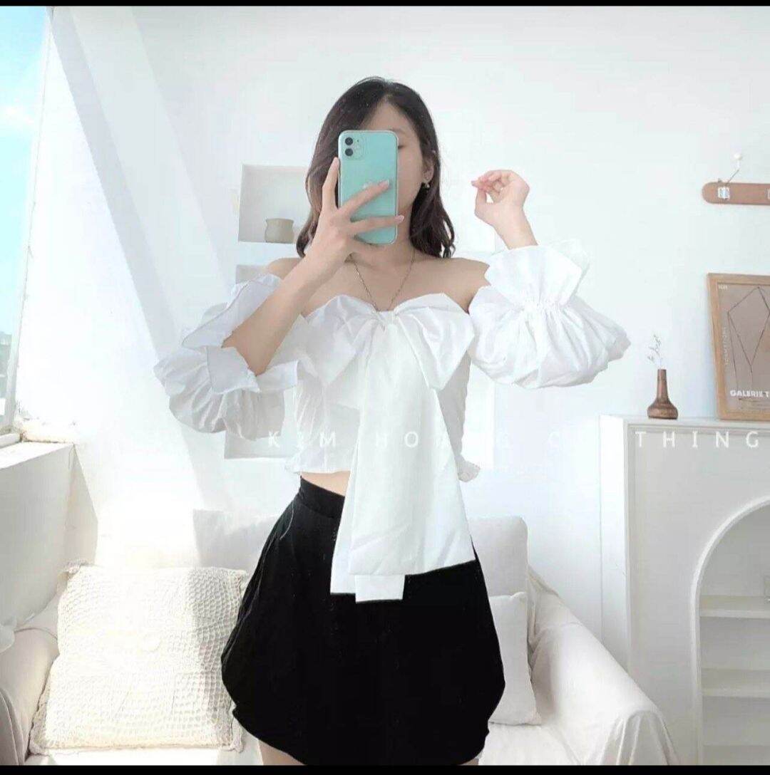 Áo nơ bẹt vai bảng to xinh xắn a30