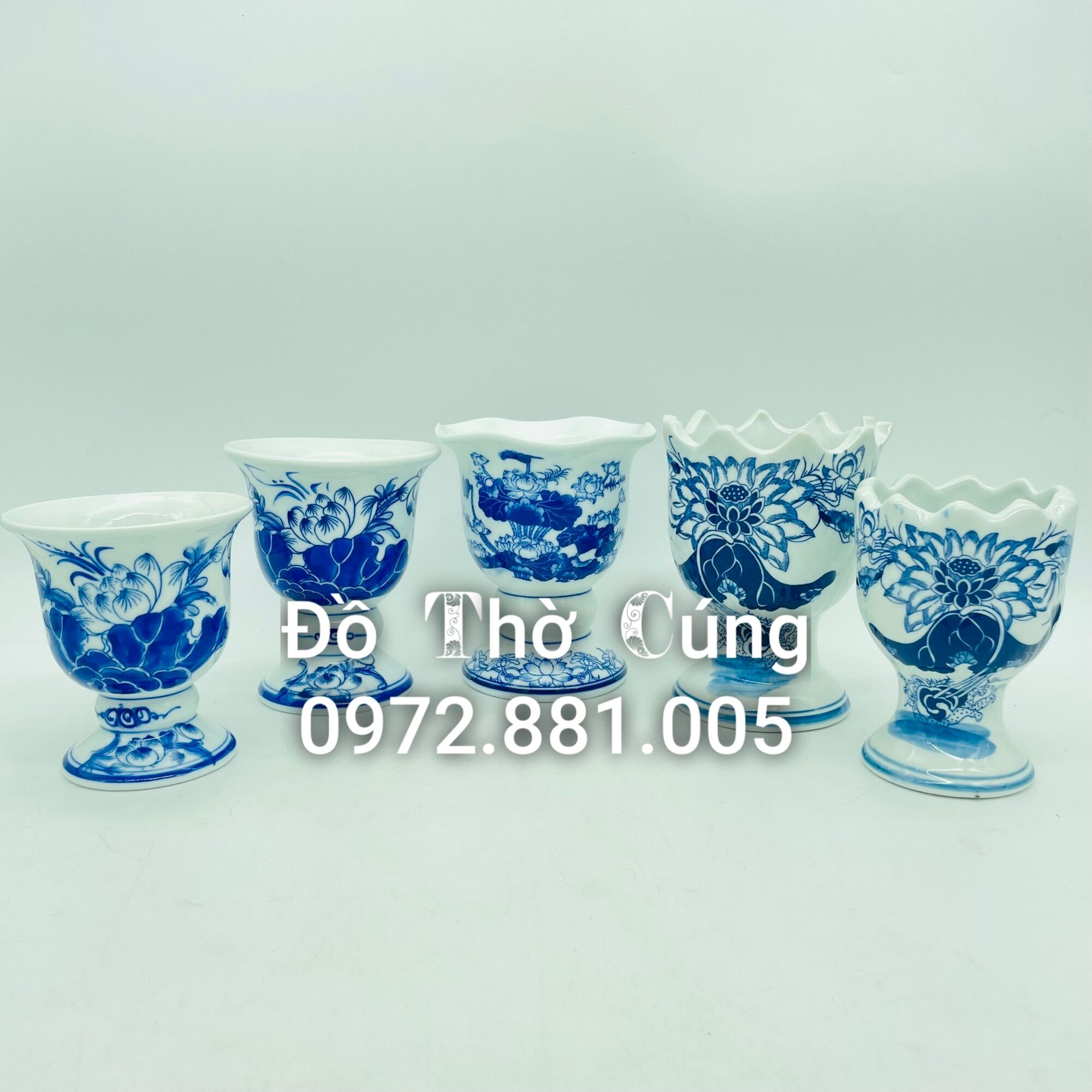 Ly đựng quả phật thủ sứ men lam