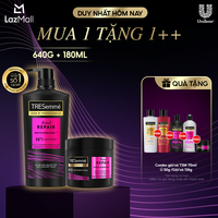Combo Dầu Gội, Kem Ủ TRESemmé Bond Repair Peptidebond+ Cho Tóc Hư Tổn Do Tạo Kiểu, Giúp Ngăn Gãy Rụng 640g, 180ml