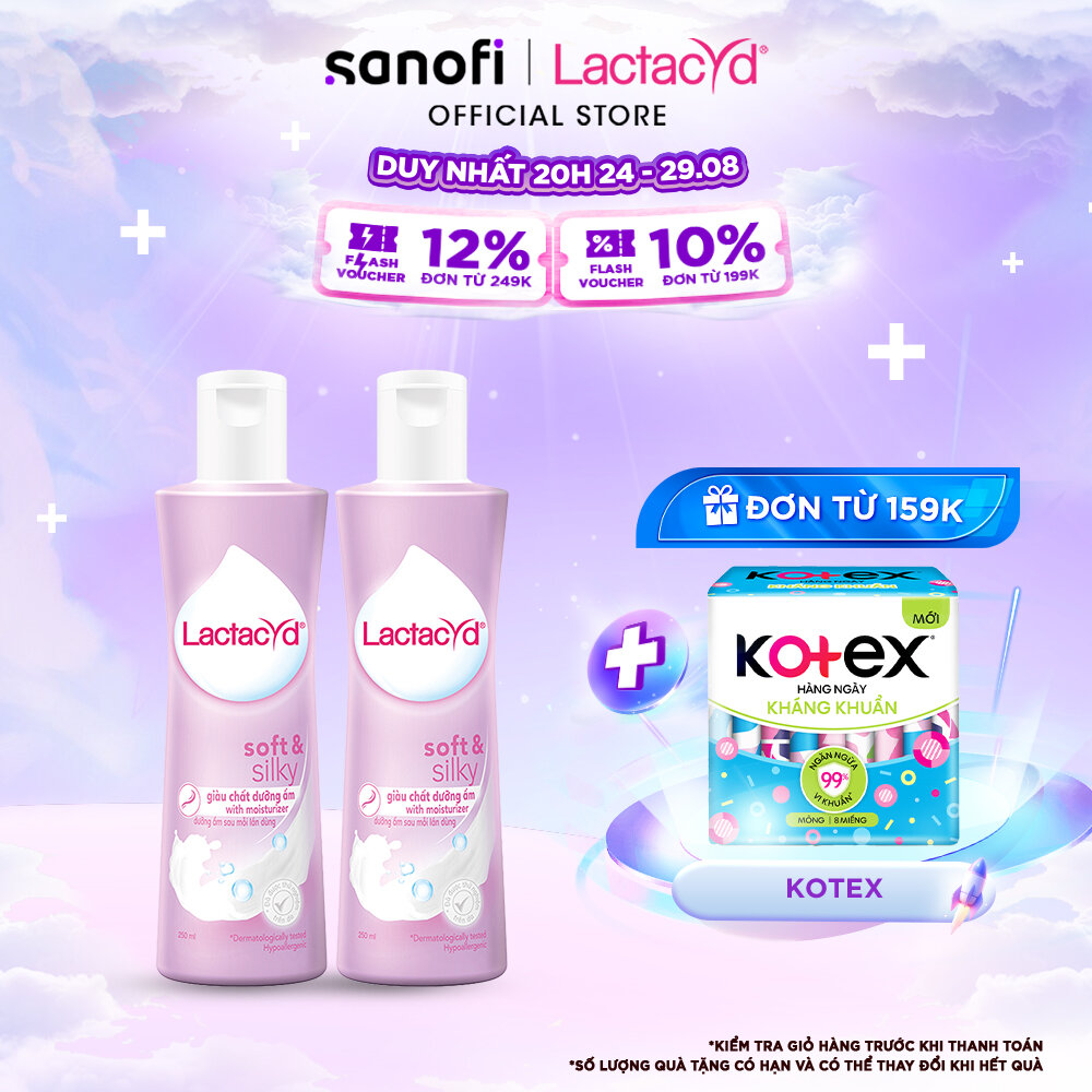 Bộ 2 chai Dung Dịch Vệ Sinh Phụ nữ Lactacyd Soft & Silky Dưỡng Ẩm 250ml/chai