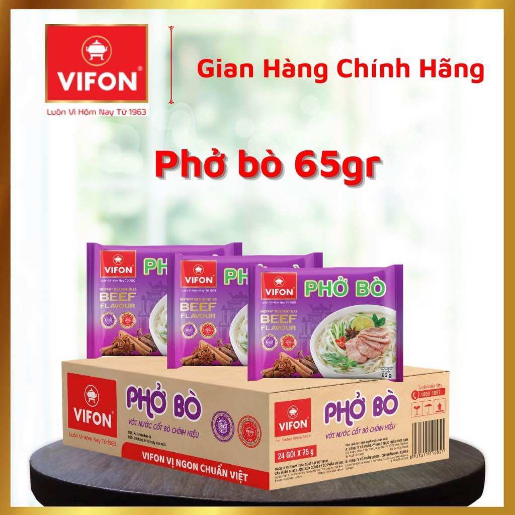 Thùng 10 gói phở bò viffon thơm ngon gói 65 gr