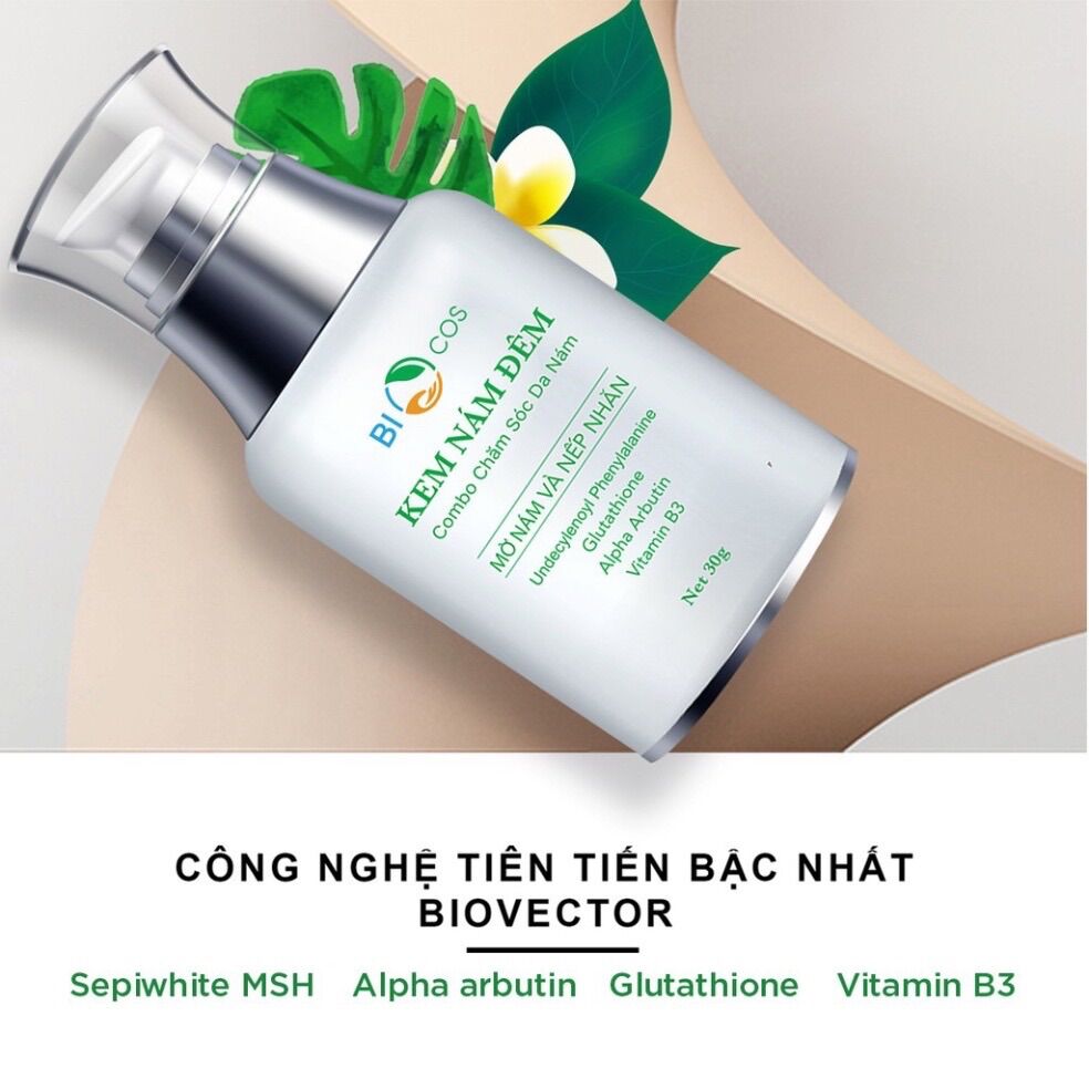 Kem nám đêm biocos 30g - dưỡng trắng, mờ thâm, giảm nám, ngừa lão hóa