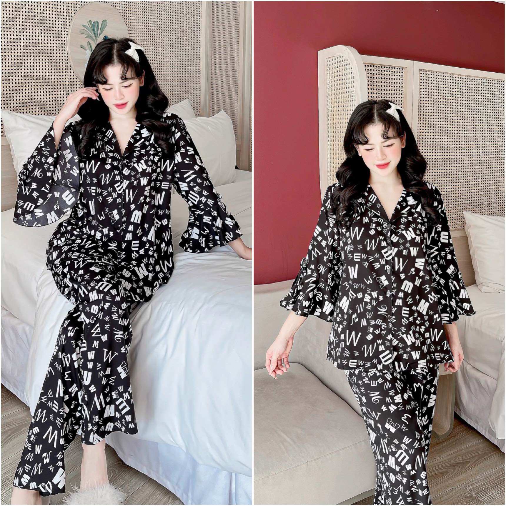 Đồ Bộ Bigsize 55-100kg Lụa Nhật Tiểu Thư Tay Lỡ Quần Dài