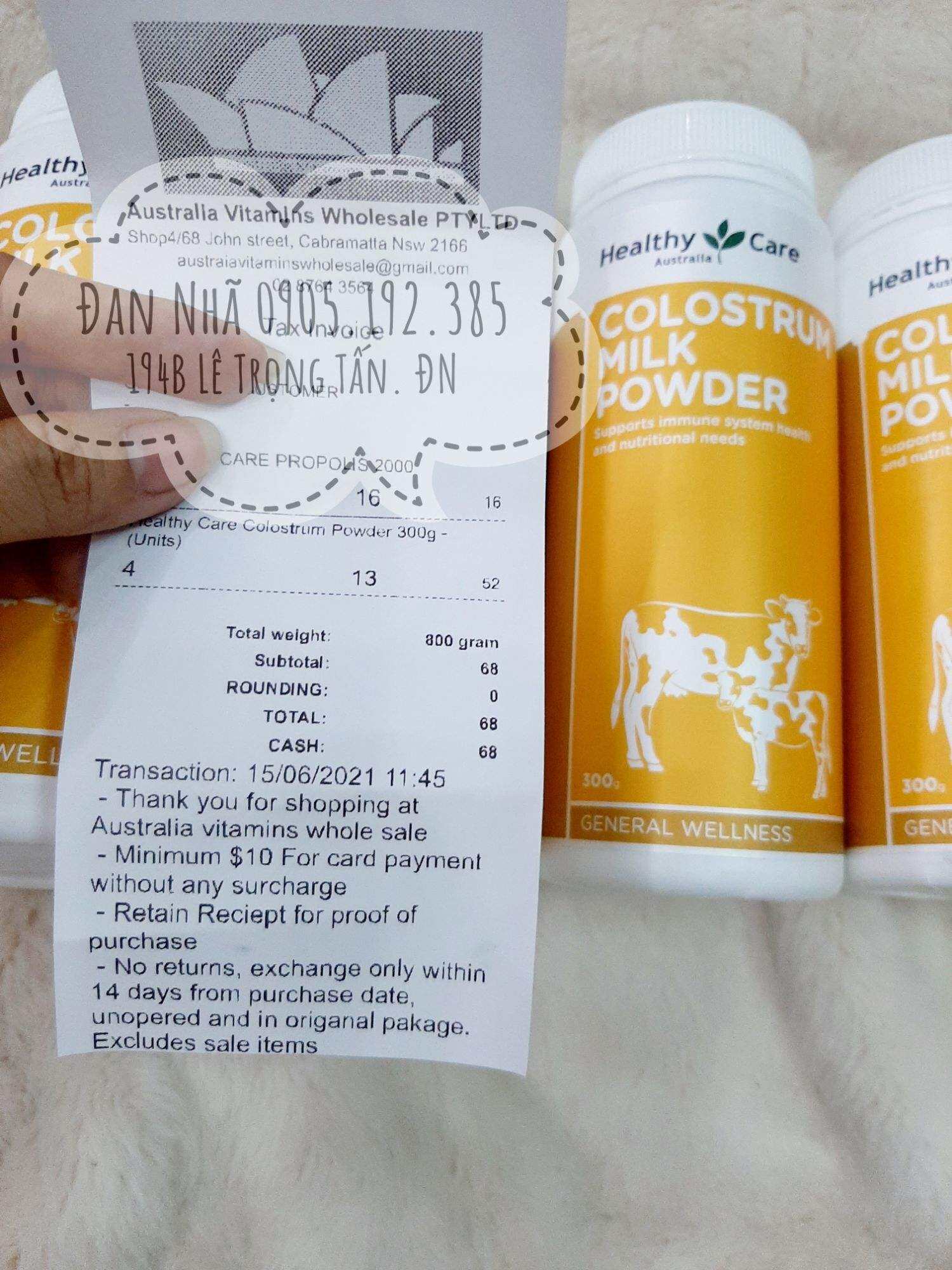 Sữa bò non healthy care volostrum Milk Powder 300g Úc