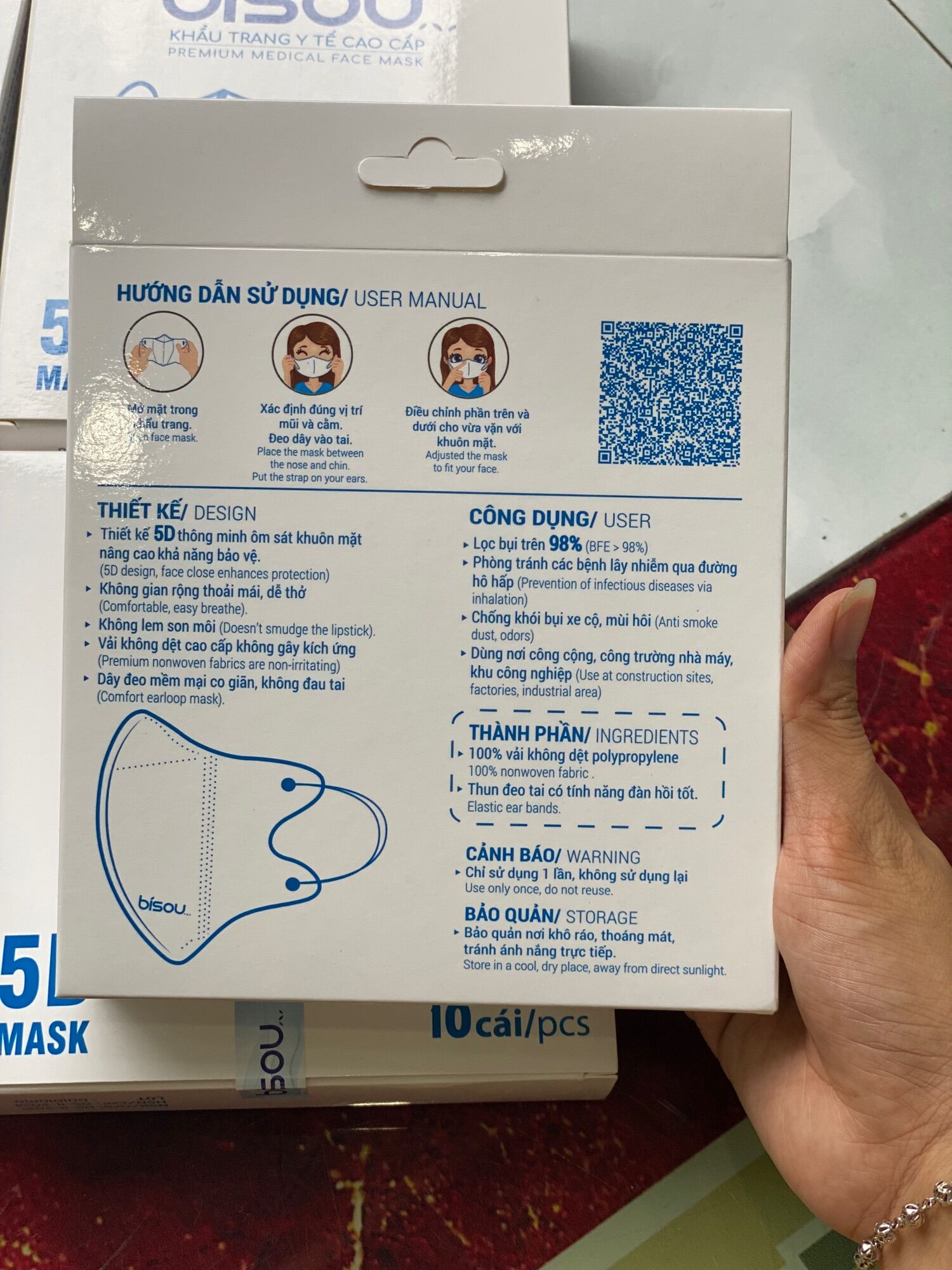 [HCM] KHẨU TRANG Y TẾ CAO CẤP 5D MASK BISOU ( hộp 10 cái)