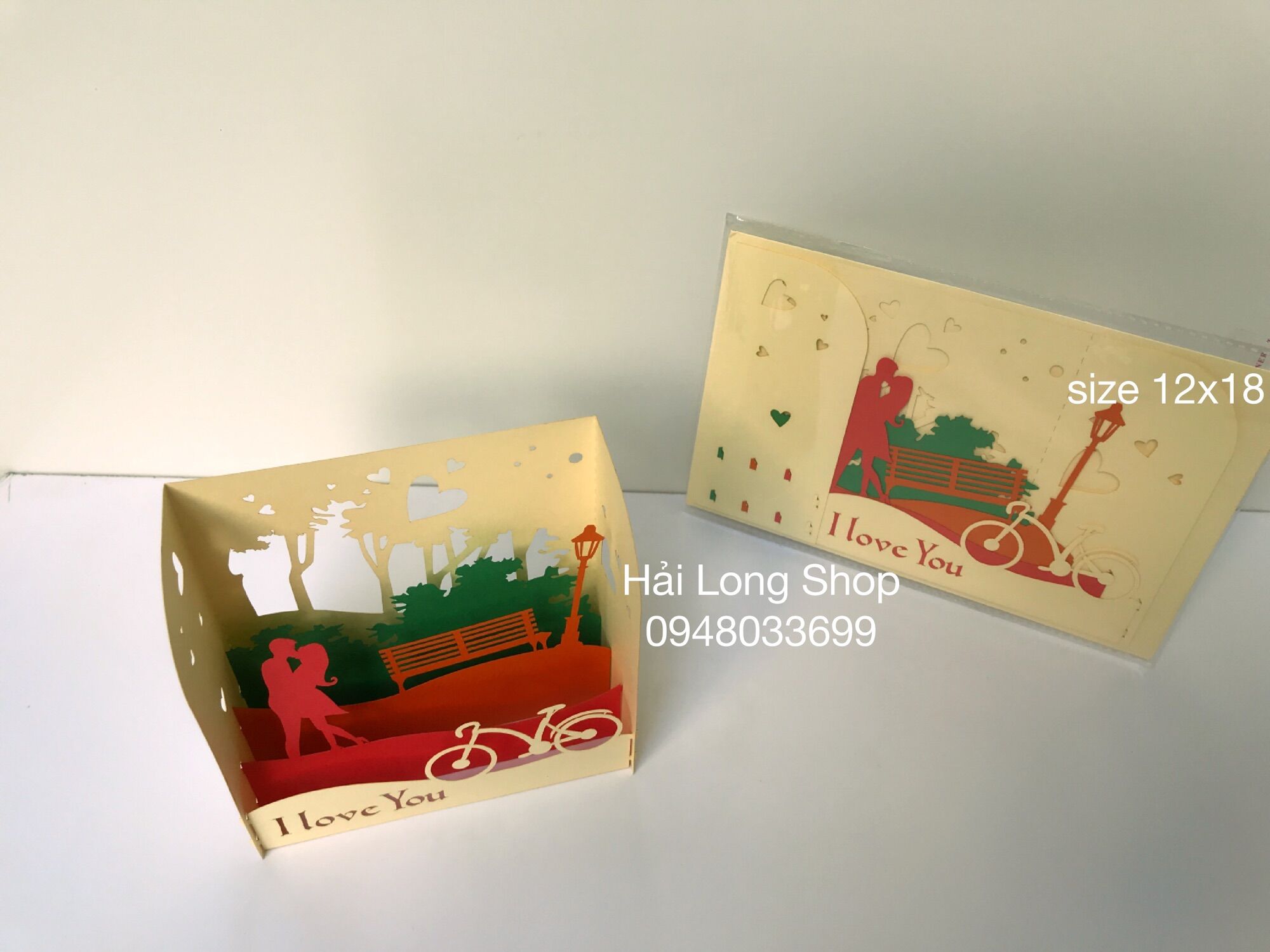 Hộp Tình Yêu 8 ( xe đạp + ghế đá )  - Love - Thiệp 3D