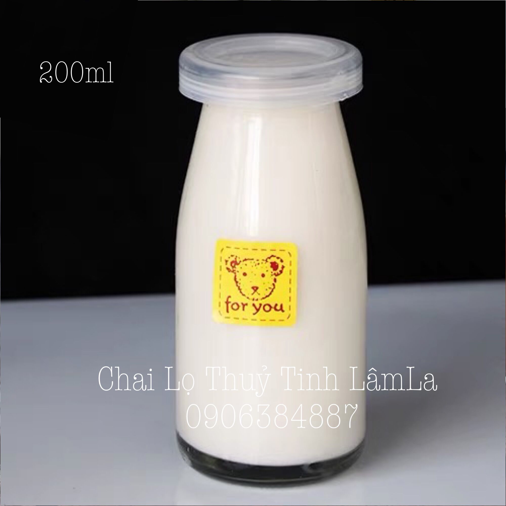 Hũ thuỷ tinh sữa chua cao loe nắp nhựa 200ml | làm sữa chua , pudding