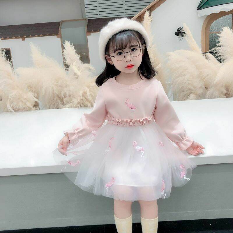 Váy thu đông cho bé gái, đầm công chúa dài tay hàng Quảng Châu