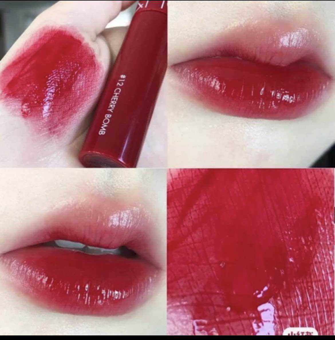 Son bóng có màu Hàn Quốc Romand plum Tint Màu #12 CHERRY Boom đỏ cherry