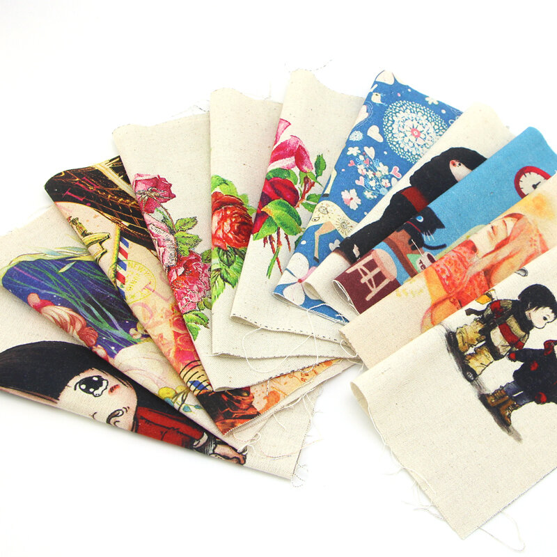 DIY Handmade Cotton Linen Fabric Scrap 20*20CM Random Pattern Home Decor Craft Material Fabric Piece Leftover Quilt Pad