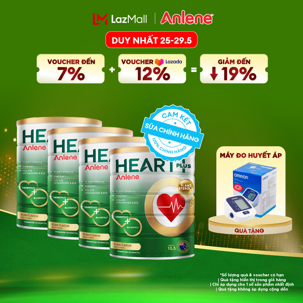 [Voucher giảm đến 26%]Combo 4 Sữa Bột Anlene Heart Plus Với Dưỡng Chất Chăm Sóc Sức Khỏe Tim Mạch Lon 750G