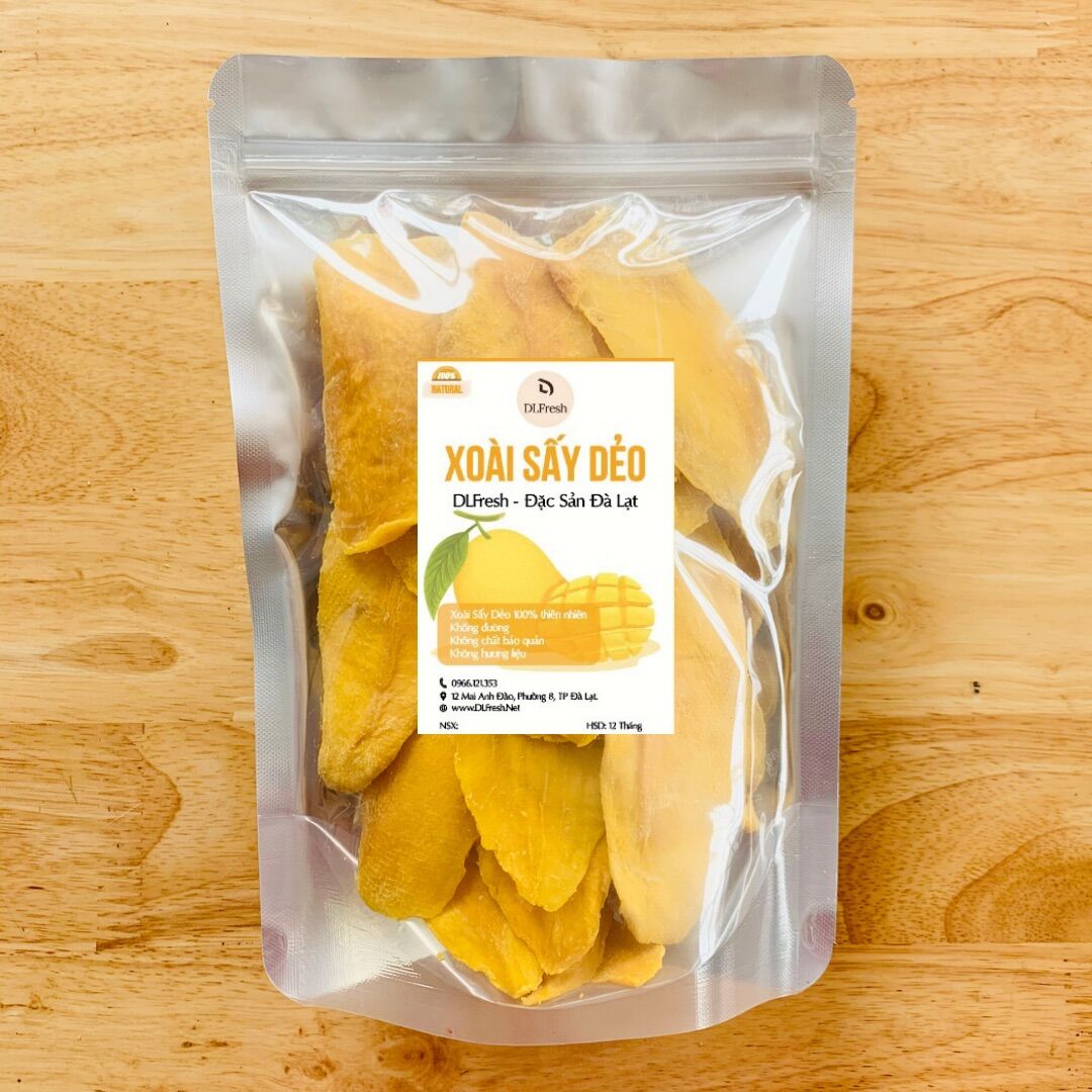 Xoài Sấy Dẻo DLFresh Đặc Sản Đà Lạt Túi 500gr