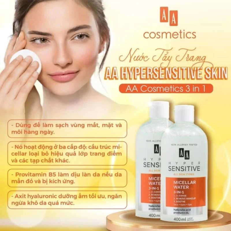 Nước tẩy trang AA HYPER SENSITIVE (400ml)_mỹ phẩm chính hãng