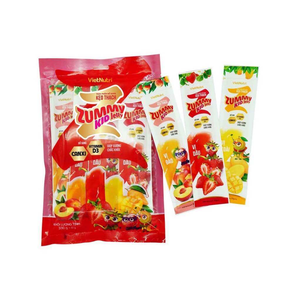 Kẹo thạch Zummy Kid Jelly dành cho trẻ dai giòn túi 11thanh 330gr