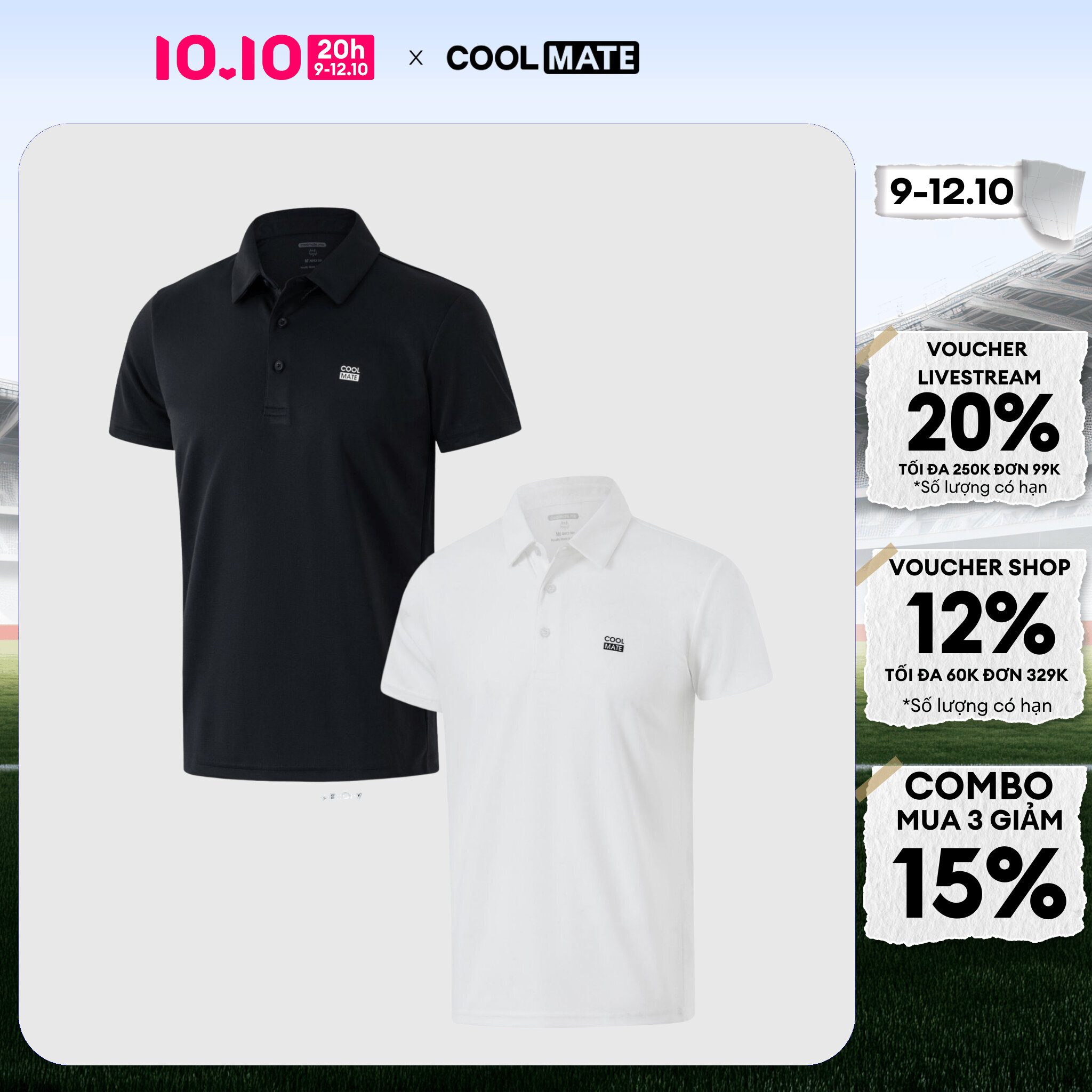 [CHỈ 20H 9-12.10 MUA 3 GIẢM 15%]combo 2 áo polo nam thể thao promax s1 thoáng khí - Coolmate