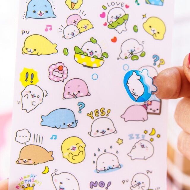 1 set (gồm 6 miếng) stickers hình bé Mamegoma dễ thương