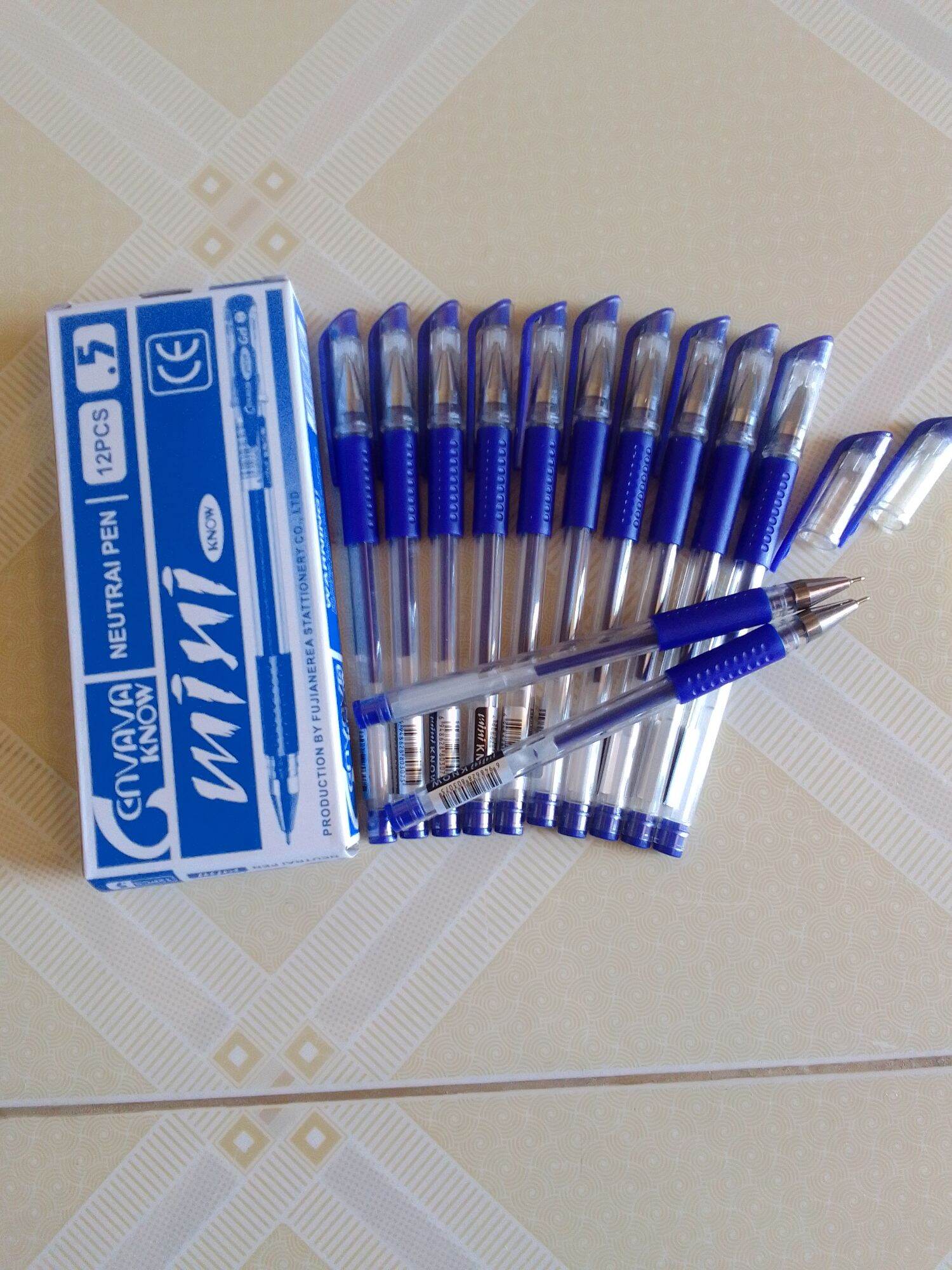 Hộp 12 bút mực gel Cenvava Mini Know xanh đỏ đen