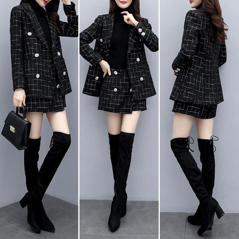 Set áo vest và quần short dạ