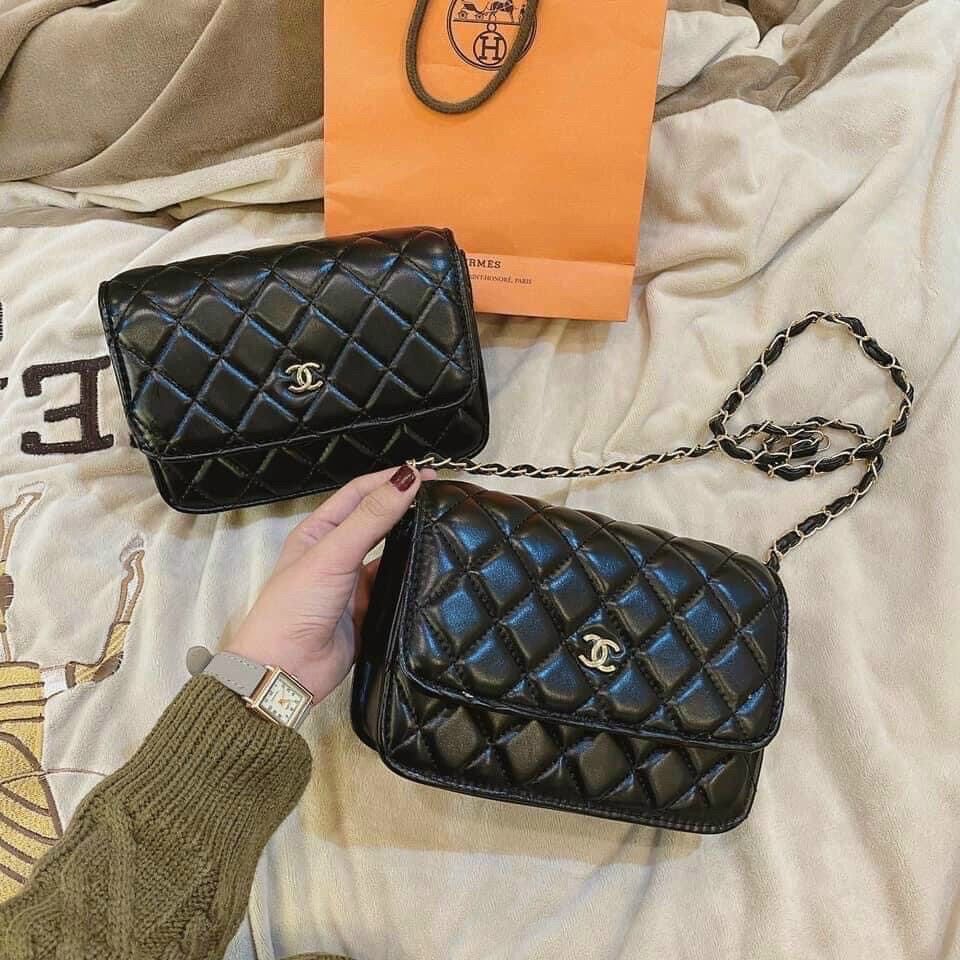 Túi đeo chéo nữ dây đeo xích bé size 18