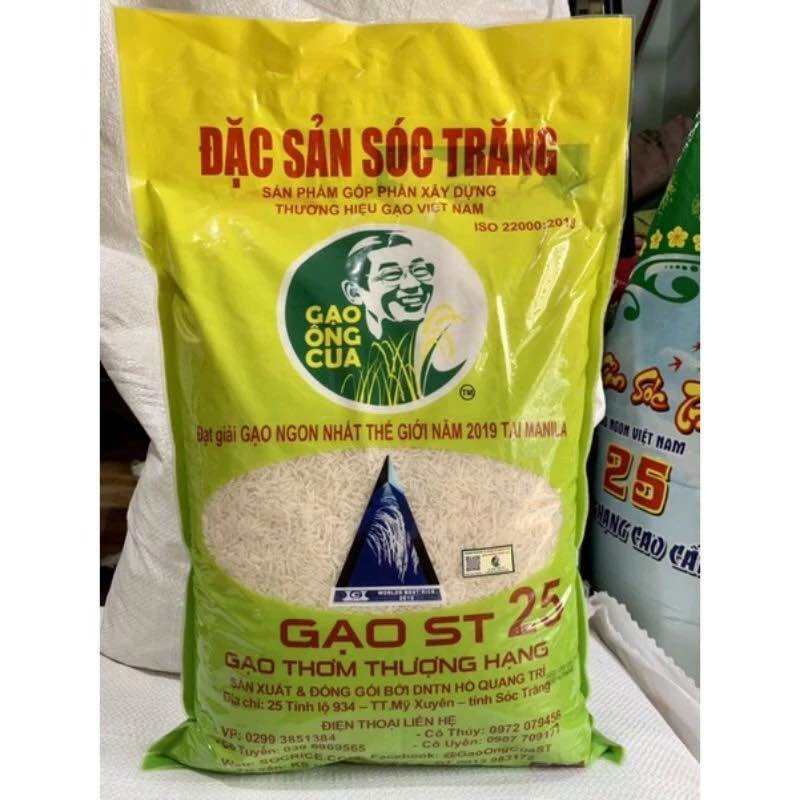Gạo đặc sản st25 ông cua chính hãng thơm dẻo  bao 5kg